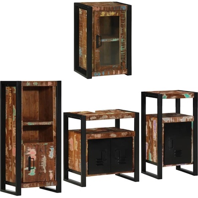 vidaXL Комплект мебели за баня 4 pcs Солидна рециклирана дървесина (3305687)