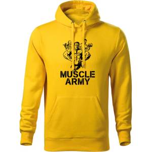 DRAGOWA мъжки суитшърт с качулка Muscle Army Team, жълт, 320г/м2 (5820)