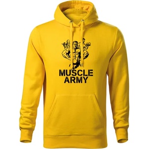 DRAGOWA мъжки суитшърт с качулка Muscle Army Team, жълт, 320г/м2 (5820)
