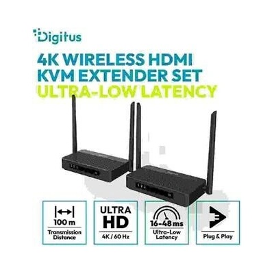 DIGITUS 4K/60Hz Wireless HDMI KVM Extender Set, 100m, black (DS-55360)