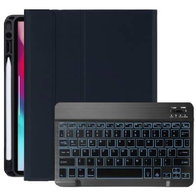 Калъф с клавиатура с подсветка и място за Apple Pencil за iPad Air 4 (2020) / Air 5 (2022) / Pro 11" (2018-2022) - тъмно син (41544)