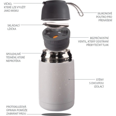 Zopa termoska na jídlo se silikonovým držákem Flowers 620 ml