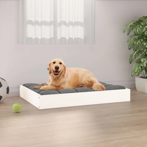 vidaXL Кучешко легло, бяло, 71, 5x54x9 см, борова дървесина масив (820857)