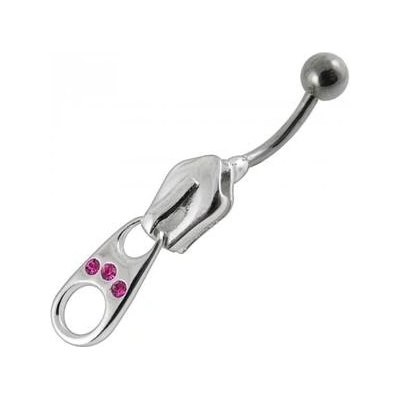 Šperky4U stříbrný piercing do pupíku zip BP01007-P