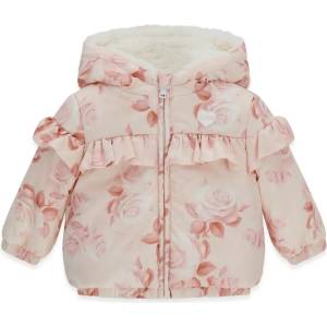 GUESS Бебешко зимно яке с качулка на нежни рози Guess
