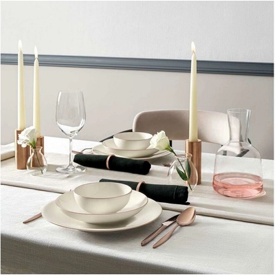 Asir Jídelní sada bílá měděná porcelán 710KTP4508 18 ks