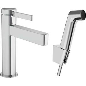 Hansgrohe Finoris - Смесител за умивалник с изпускателен клапан Push-Open и душ за биде, EcoSmart, хром 76210000 (76210000)