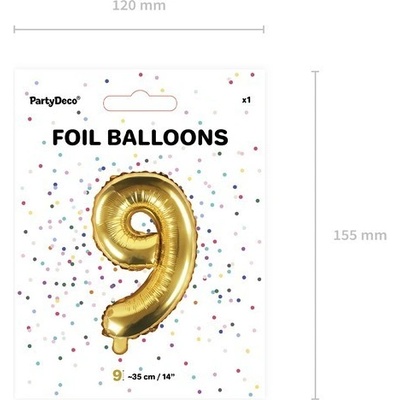 balónek nafukovací číslo 9 35 cm fóliový