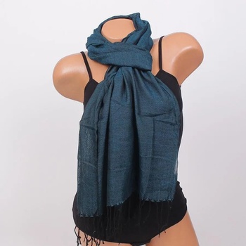 Image 1 of Дамски шал в петролено синьо с черни ресни