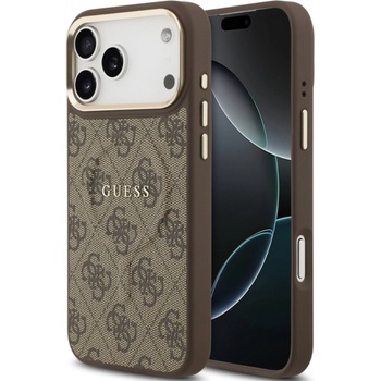 GUESS Калъф Guess - 4G Gold Frame, iPhone 17 Pro Max, MagSafe, кафяв (3666339519223)