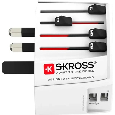 Skross Адаптер SKROSS PRO MUV 2 x USB-A, 1.302960, World, Бял (SKROSS-1302960)