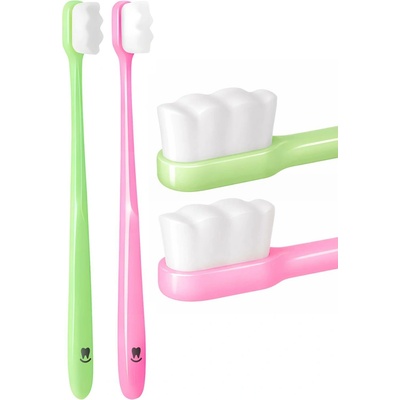 Nanosmile Set zubních kartáčků Green&Pink 2 ks