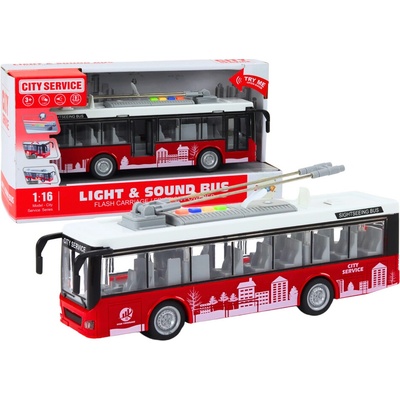 mamido Trolejbus s frikčným pohonom svetlami a zvukmi 1:16 červený