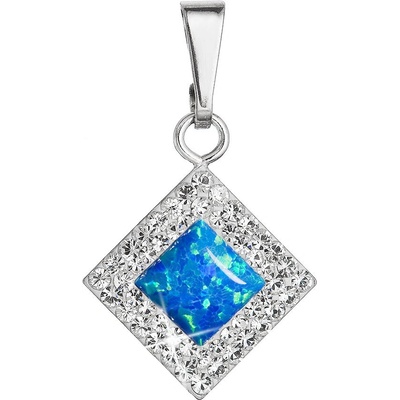Pavona Stříbrný přívěsek se syntetickým opálem a křišťály Preciosa modrý kosočtverec 34260.1 blue