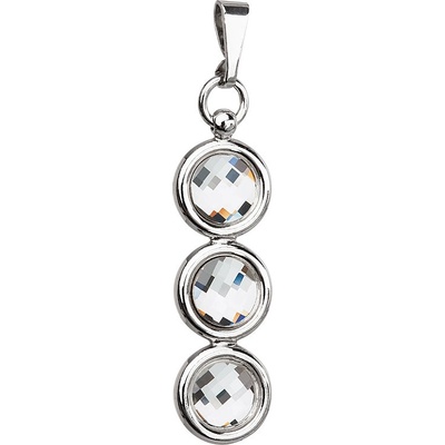 Evolution Group Strieborný prívesok s krištáľmi Swarovski biely okrúhly 34171