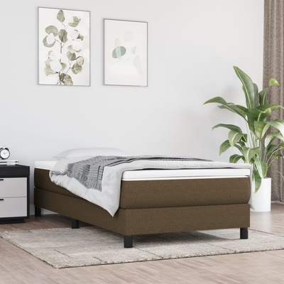vidaXL Rám postele bez matrace tmavě hnědá textil