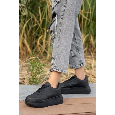 Moda Trend Дамски спортни обувки с връзки - Черни #362327 (362327_Черно)