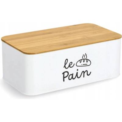 Chlebník Le Pain, kov/bambus, 33 x 18,5 x 12 cm, bílý