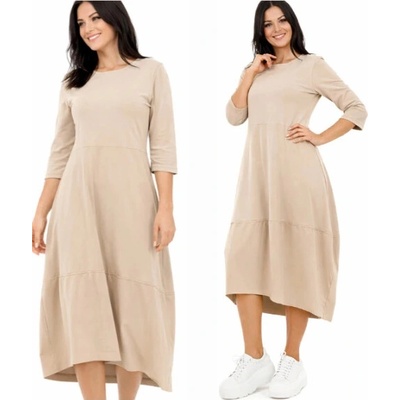 Fashionweek pohodlné teplákové šaty oversized MF896 béžový
