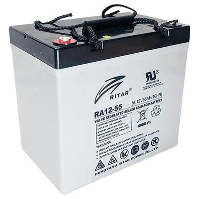 Ritar Оловна AGM Deep cycle батерия RITAR (DC12-55), 12V, 55Ah, 229 / 138 /211 mm F15/M6 / F11/M6 RITAR, За соларни системи (RITAR-DC12-55)