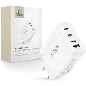Tech-Protect nc120w-gan 4-port network charger pd 120w / qc3.0 white (5906302335923)