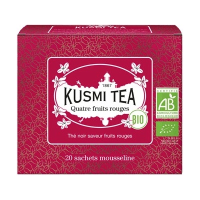 Kusmi Tea Porciovaný čierny čaj Four Red Fruits Bio 20 vrecúšok