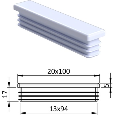 Krytka plastová 20 x 100 mm, bílá
