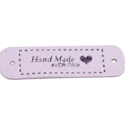 Pro Háčkování Hand Made koženková cedulka se srdíčkem 15x55 mm světle fialová – Zboží Dáma