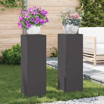 vidaXL Стойка за растения 2 pcs Черно 24 x 24 x 75 см Стомана (865820)