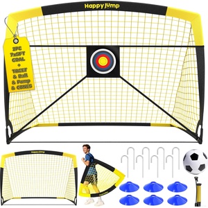 Happy Jump Pop-Up Football Goals - 213x152 cm, 2 goals, black yellow with ball, pump, cone & target | Complete training set for garden & family - Z2500900BQ1 (Z2500900BQ1)