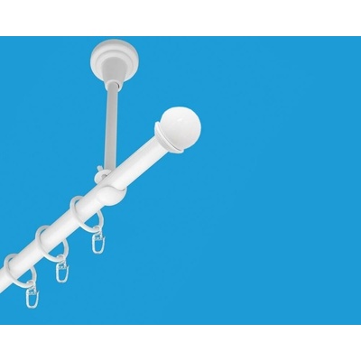OK-GarnýžeCZ Garnýž kovová jednořadá 19mm Todi bílá 410 cm do stropu / kroužky s háčkem