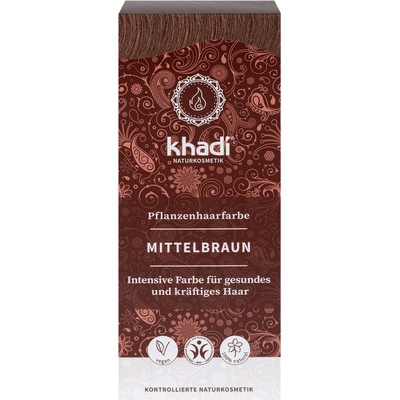 Khadi rostlinná farba na vlasy Henna střední hnedá 100 g