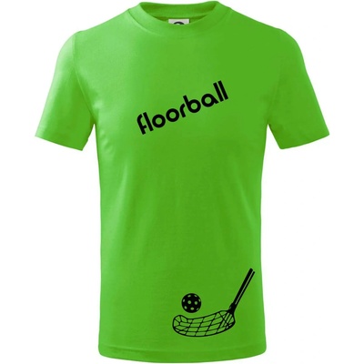 Floorball nápis šikmo tričko detské Apple Green