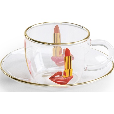 Seletti Чаша за кафе и чай Toiletpaper Tongue с чинийка (15975)