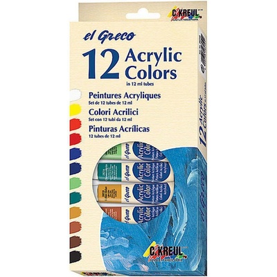 Sada akrylových barev El Greco 12 x 12 ml – Sleviste.cz