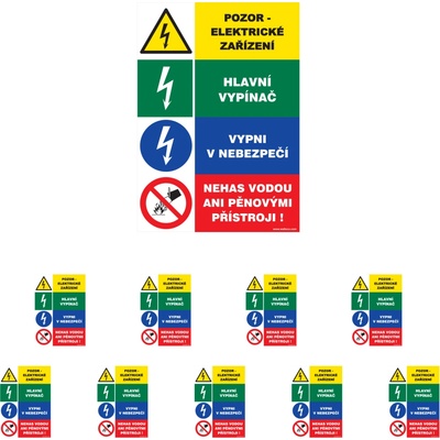 Walteco Pozor, elektrické zariadenie 100x150mm, štvorkombinácia, nálepka Množstvo: 10 ks , 20095BP2