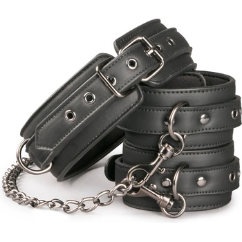 Image 1 of EasyToys Fetish Collection Leather Collar With Handcuffs