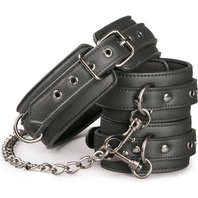 EasyToys Fetish Collection Leather Collar With Handcuffs