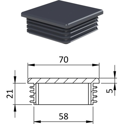 Krytka plastová 70 x 70 mm, antracit