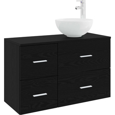 vidaXL Комплект мебели за баня 2 pcs Черен дъб Инженерна дървесина (3403953)