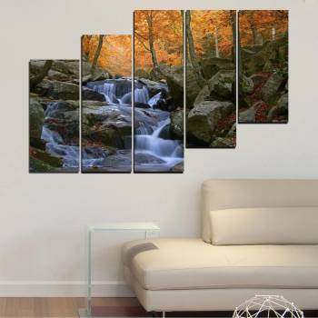 Vivid Home Картини пана Vivid Home от 5 части, Водопад, Канава, 110x65 см, 8-ма Форма №0018