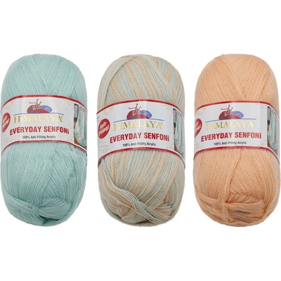 Bellatex Příze HiMALAYA EVERYDAY SENFONi Lososová,Tyrkysová 100g / 196 m - balení 3 x 100g