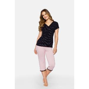 Babella Дамска пижама Piama-Cleo-P-Czarna-Czarno-RowyV-60666-Czarno-Różowy - Бордо, размер S