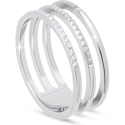 Biju Prstýnek z chirurgické oceli se zirkonem tři kroužky 4000408