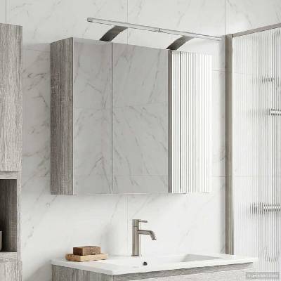 vidaXL Шкаф с огледало за баня Сив Сонома 60 x 14, 5 x 50 см (889084)