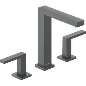 Hansgrohe Tecturis E - Смесител за умивалник с изпускателен клапан Push-Open, монтаж с 3 отвора, EcoSmart+, матиран черен хром 73030340 (73030340)