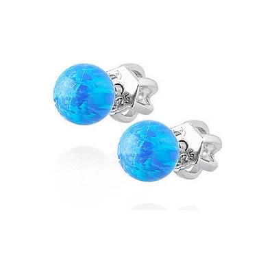 Nubis Šroubovací stříbrné náušnice s modrým opálem NB946-OP05