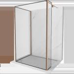 Mexen Kioto душ стена Walk-in 90 x 70 x 40 cm, черна рамка, четкана мед - 800-090-070-221-65-70-040 (800-090-070-221-65-70-040)