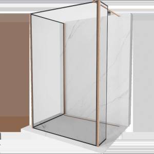 Mexen Kioto душ стена Walk-in 90 x 70 x 40 cm, черна рамка, четкана мед - 800-090-070-221-65-70-040 (800-090-070-221-65-70-040)