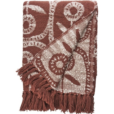 MADAM STOLTZ Prehoz z recyklovanej bavlny Rust / Off white 125 × 175 cm